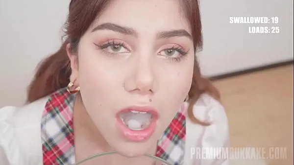 XXX PremiumBukkake - Marina Gold swallows 48 huge mouthful cumshots top Videos