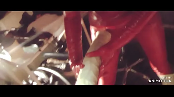 XXX Rubbernurse Agnes - red latex outfit - intense pegging with a long giant dildo, final elbow deep anal fisting and handjob with cum วิดีโอยอดนิยม